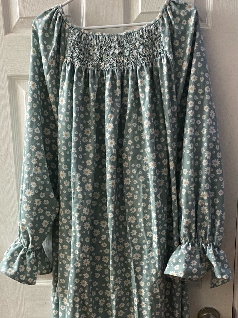 Smocked Flannel Nightgown - Daisies